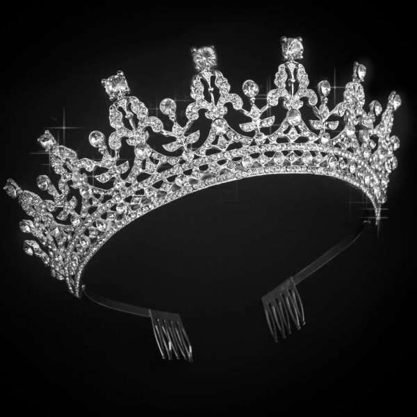Drottning och krona med kam för kvinnor Silver Crystal Pannband Strass Princess Hårstycke för flickor Bröllopshåraccessoarer för brudtärnor Brud