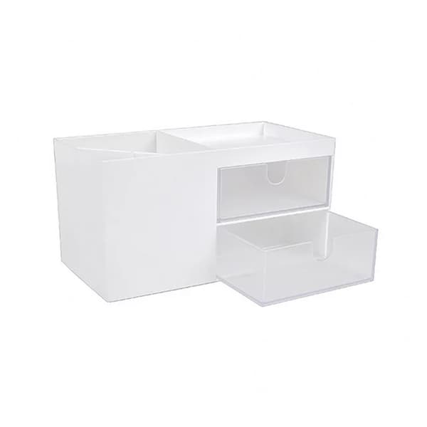 17,5 * 9 * 9,2 cm Hvid skrivebordsmodeopbevaring til kosmetik