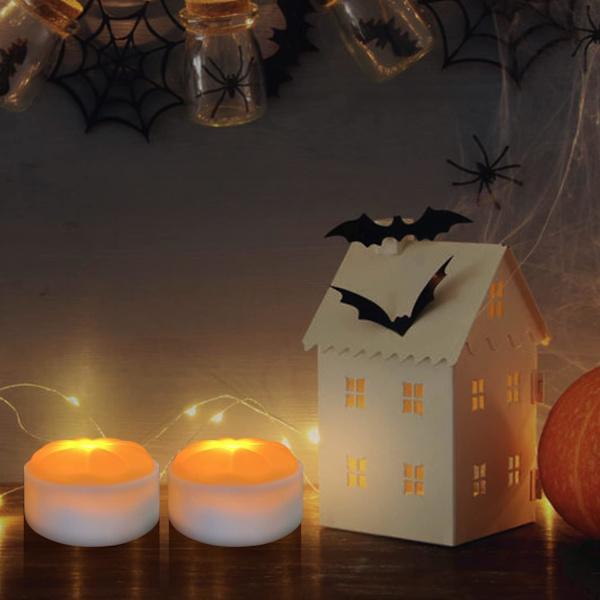 2-pakks Julepynt Gresskarlys, Batteridrevet Dimmbare Jack-O-Lantern LED Gresskarlys med Timer & Fjernkontroll