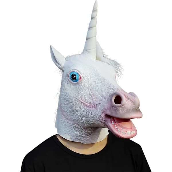 Halloween Kostymdyr Hode Latex Maske Enhjørningsmaske