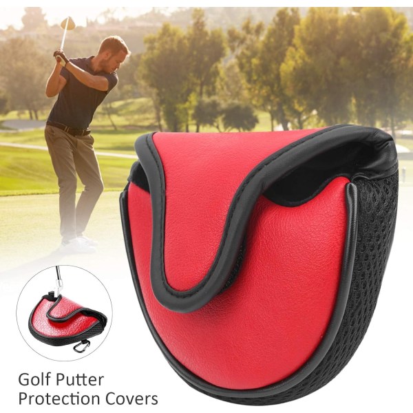Punainen - Golfputterin cover vedenpitävä PU-nahkainen golfputterin cover nylon , puolipyöreä golfputterin suoja