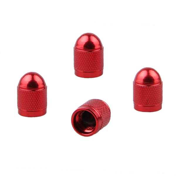 5 stk røde ventilhetter, bildekk, kule aluminium universal