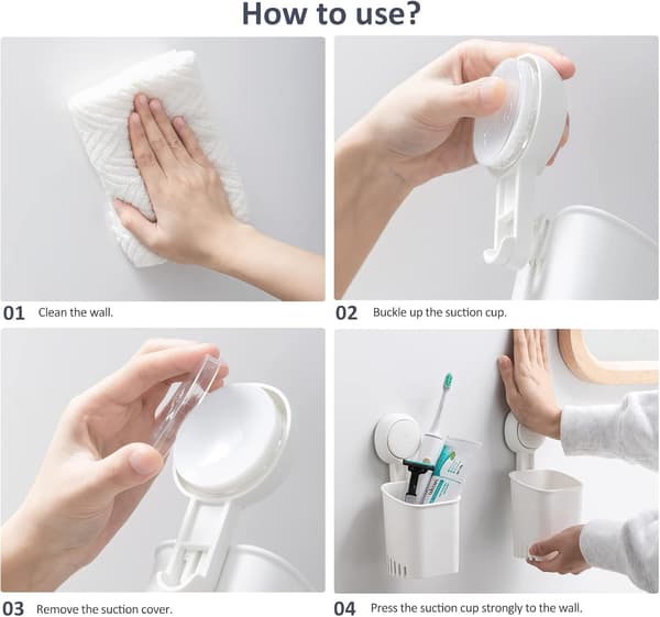 Suction Cup Toothbrush Holder for Shower, Removable Bathroom Shelf for Electric Toothbrush, Toothpaste, Kitchen Table
