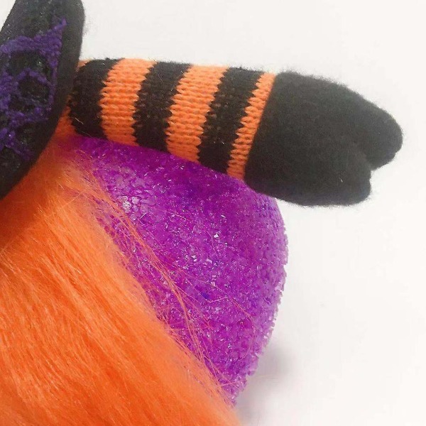 Halloween kasvoton gnome-nukke LED-valoilla Pehmo hämähäkkiverkko noitahattu Tomte tonttu ruotsalainen pöytävalojuhlasoriste oranssi 2