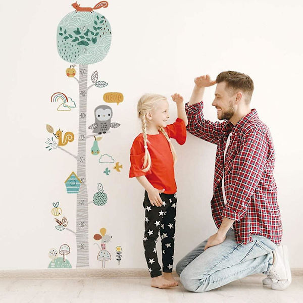 Vækst Højdediagram Sød Skovtræ Højde Mål Vægsticker Til Børneværelse Børnehave Børns Vækstdiagram Vægmærke Babygave Dyr Soveværelse Dekoration