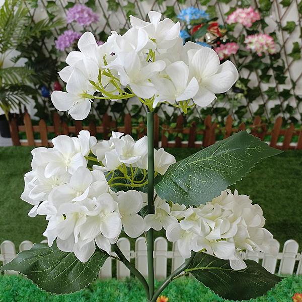 Utendørs solcellelamper, fargede lys, hortensia-lys for hagedekorasjon, hagedekorasjon, hvit