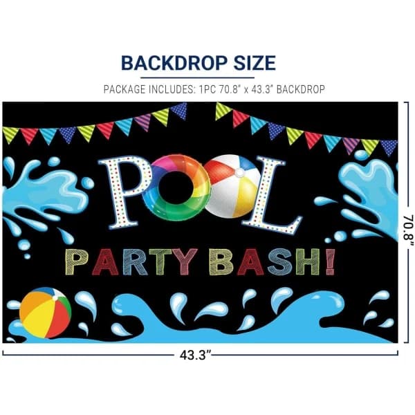 2,1x1,5m Sommer Pool Party Bash Bakgrunn Symboler Flagg Barn Gutter Jenter Bursdagskake Bordfest Dekorasjon Redningsbøye Splish Splash Bakgrunn