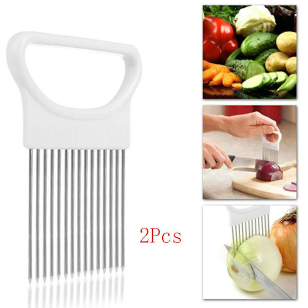 Lökhållare i Rostfritt Stål för Mat, med Skydd för Pe-Nål, 2-pack, Köksredskap, Kryddor, Mjukt Sc