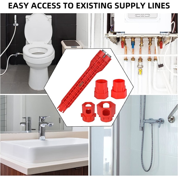 Kran- och handfatsnyckel Installatör för kran och diskbänk, multifunktionellt skiftnyckel VVS-verktyg för toalettskål, handfat, badrum,