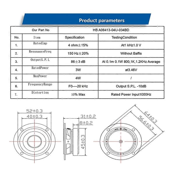 3W Speaker with Strong 4Ohm Full-Frequency Tweeters Speaker Music Theater Speaker