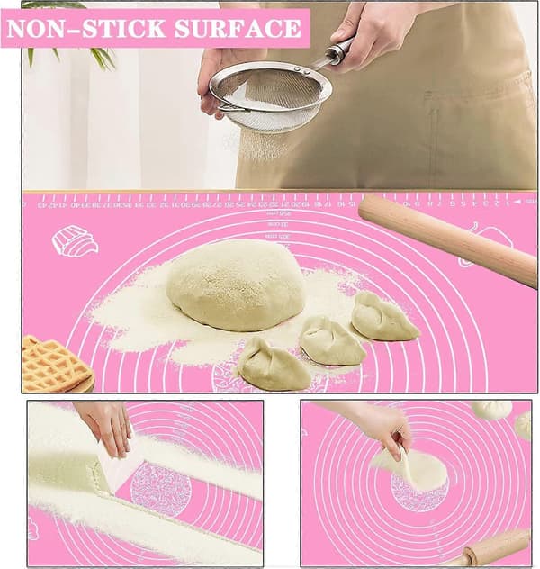 Silikone bageunderlag stort 64x45cm sæt silikone bageunderlag med skala, glat bagning
