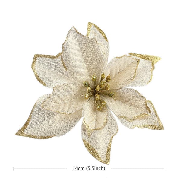 36 stk. julestjerner med glitter, kunstige glitterblomster