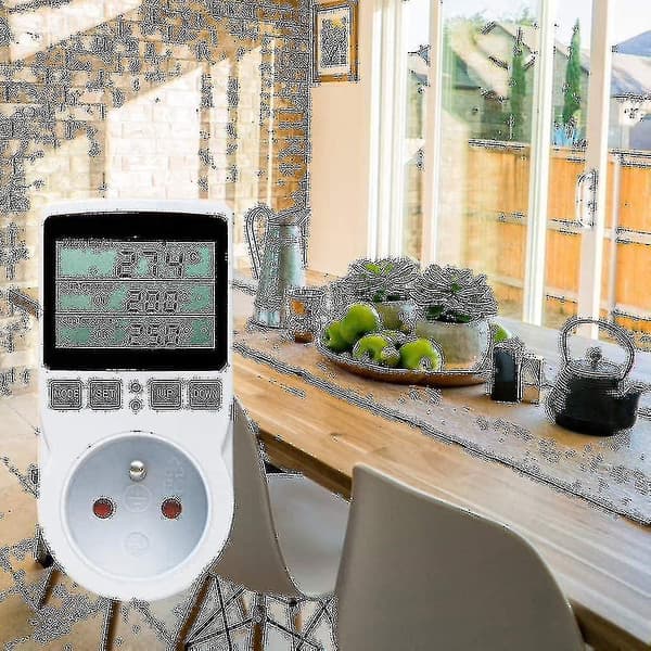 Digital Thermostat Socket for Heating and Cooling Greenhouses and Agriculture, LCD Temperature Controller 230V - Terrarium Temperature Controller (Socket)