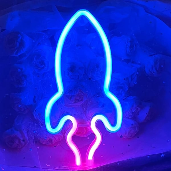 Raketlampor LED Neon Raket USB eller Batteridriven Neonljus Sovrum Barn Lekplats Neon Fest Rum Juldekoration