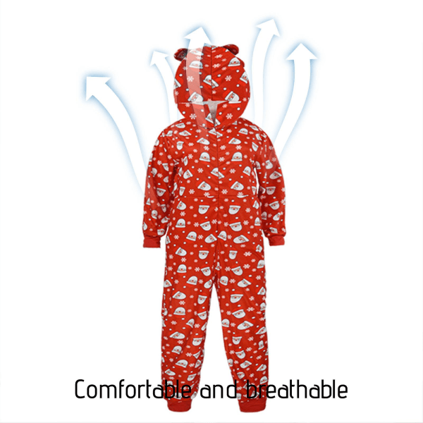 Jumpsuit för jul, rolig jultryck långärmad romper, rolig hel pyjamas med blixtlås i ryggen Funktion: XXXXLKid Kid XXXXL