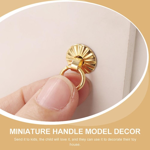 10 stk Skapdørknapper Mini Skuffhåndtak Skaphåndtak Simulering Dørhåndtak Miniatyrleketøy V Golden 3.2X1.3cm