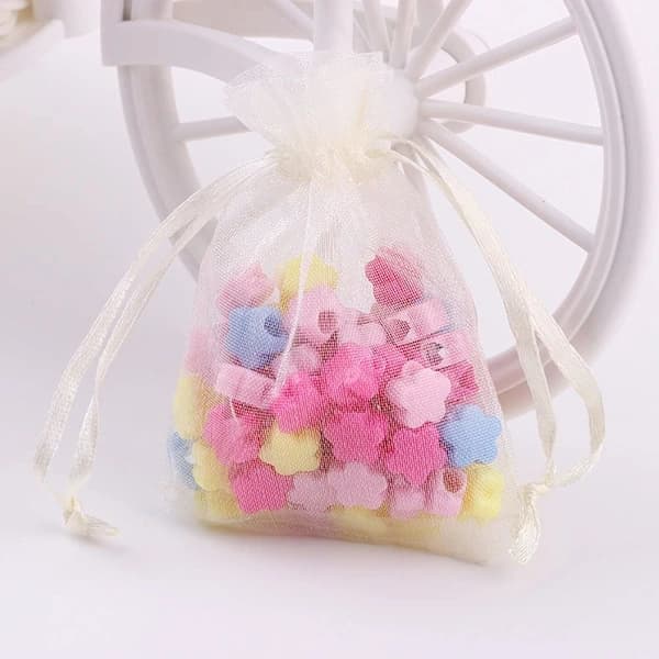 Organzapussit 100 kpl, Creme, 10x15 cm