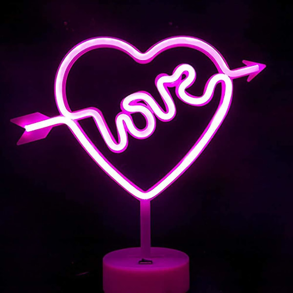 LED Neon Skiltlys med Holder Borddekorasjon Nattelampe med Batteri for Fest Kjærlighet