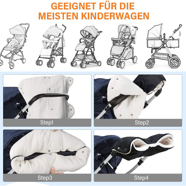 Handvärmare, handvärmare, handmuff med fleece inuti, andas, vattentät, vindtät, universal storlek för barnvagnar, barnvagnar