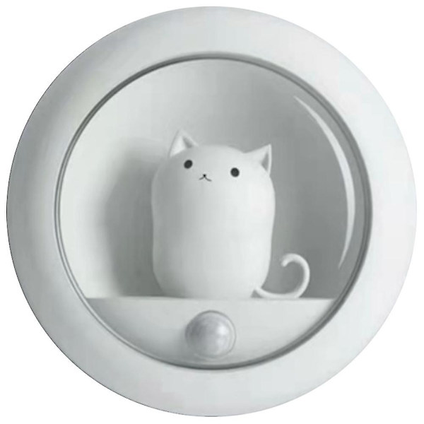 Söt LED-Nattlampa Katt Automatisk Ljusdetektering Rörelsesensor Nattlampa USB Laddningsbar Barn R