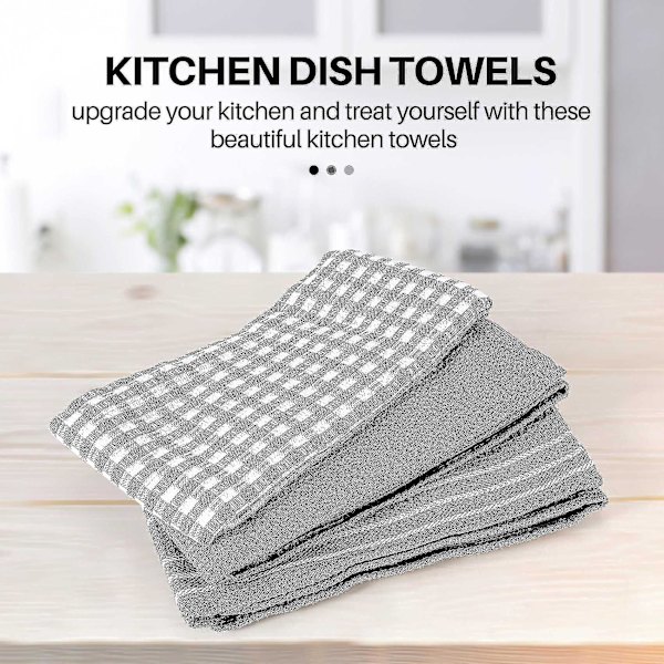 Handdukar, naturlig bomull, 18 x 25 tum, 3-pack, vita med grå rand