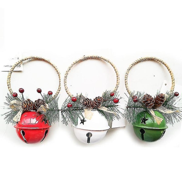 Julepynt Jingle Bell Dørbøjler Decors Vinduesklokkevedhæng 4stk-hvid/rød