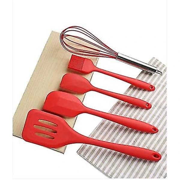 Kitchen Utensil Set Baking Tools Set 5-Piece Set Silicone Kitchen Utensils Silicone Spatula Baking Utensils Red