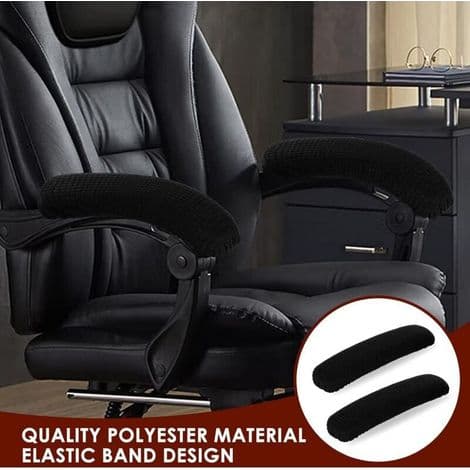 2 töjbara armstödsskydd i polyester för kontorsstol – 40 cm, svart, set om 2
