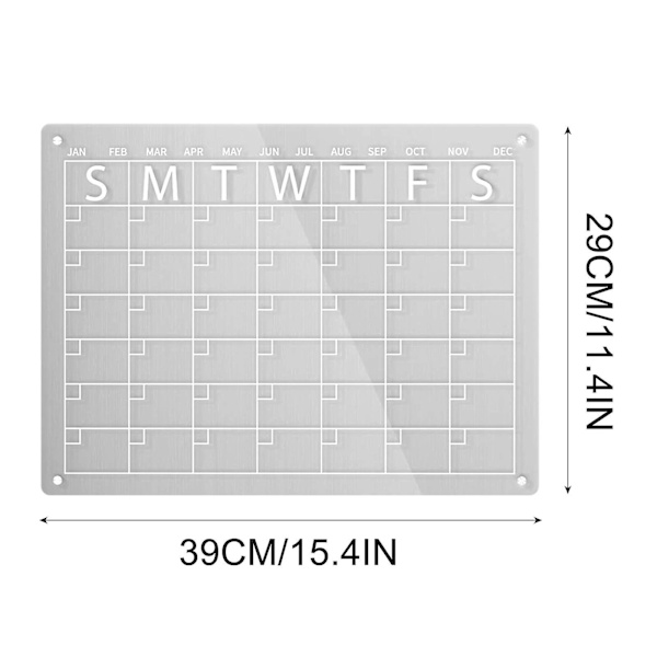 Akryl Magnetisk Kalender För Kylskåp 15x11 Tum Magnetisk Kalender För Kylskåp Transparent Torkbar Kalender