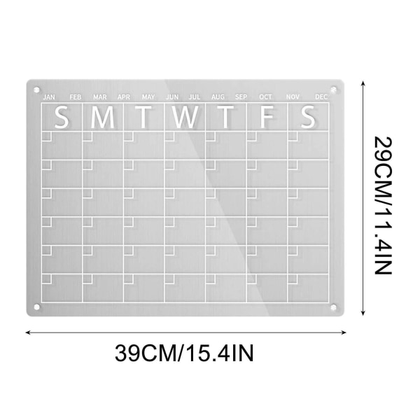 Akryl Magnetisk Kalender Til Køleskab 15x11 Tommer Magnetisk Kalender Til Køleskab Klar Viskelæder Kalender