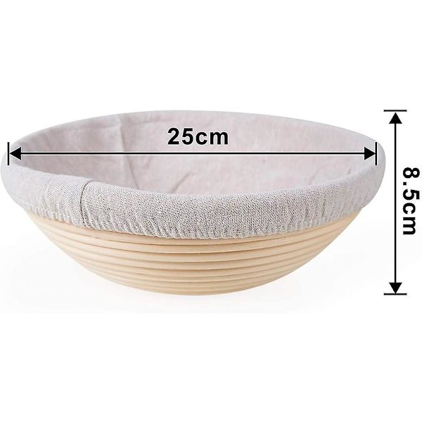 Proofing Kurv med Linnedindsats Brødbolle Brødform Proofing Kurv, Rund til Brød med en Dejgvægt på op til 0,9 kg, 25 cm