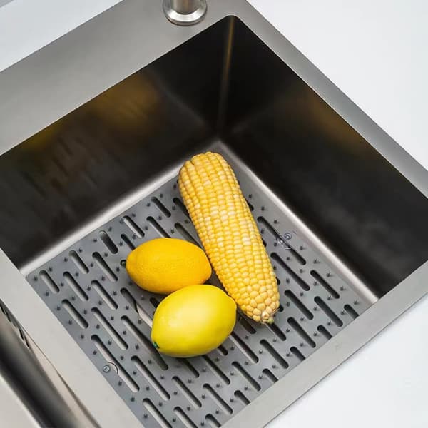 Sink Protector with Suction Cups, Multifunctional Non-Slip Sink Mat for Sink Protection and Dish Rack