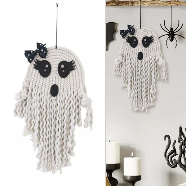 Halloween Spøgelsesvægdekoration - Spøgelsesvægophæng, Halloween Boho Spøgelsesdekorationer, Håndlavet Spøgelsesdekoration, Spooky Season Dekoration