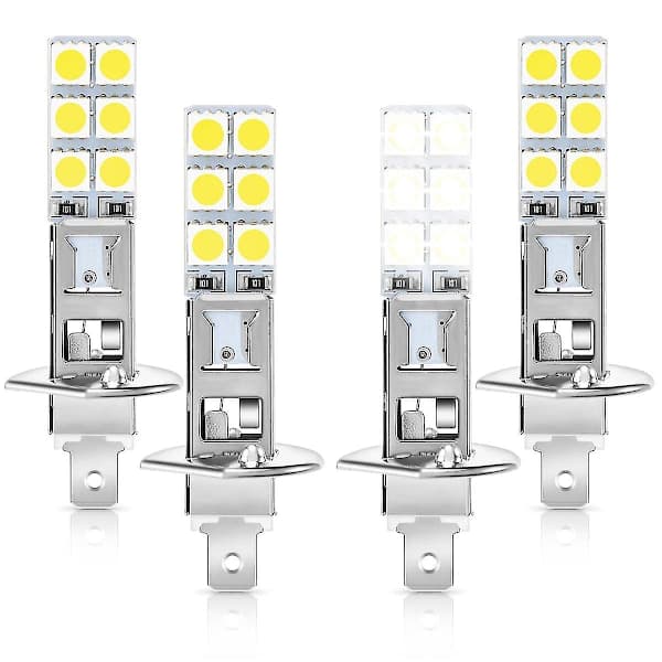 4 stk H1 6000k Superhvit 80w LED Frontlyssett Tåkelys Kjøring