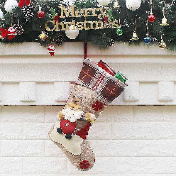 Julstrumpor, Stor Storlek Klassisk Julstrumpa Tomte Snögubbe Rensa Julkaraktär För Festdekoration 1st