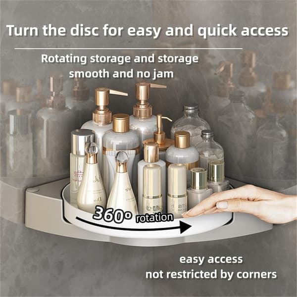 2-piece Corner Shower Caddy 360° Rotating, Drill-Free Adhesive Bathroom Organizer Storage Shelf