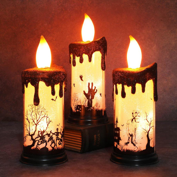 Halloween LED-kynttilänvalo Elektroninen kynttilänvalo koristelu Holiday Bar Home Party Art Decoration Luuranko