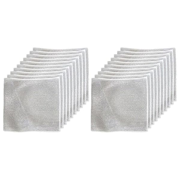 20x Grey Multifunctional Metal Wire Dishcloths Premium Nylon