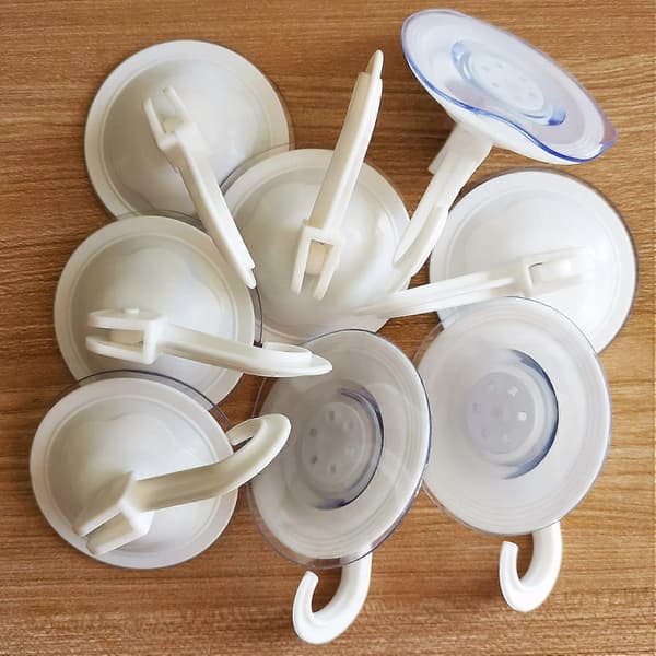 Powerful Suction Cup Hooks Vacuum Hanger Removable Reusable Without Nails or Glue for All Smooth Flat Surfaces - 8 Pack