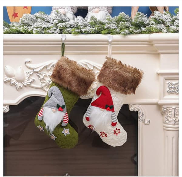 1 st julstrumpa stickad tomte strumpa handhängande strumpa