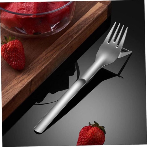 Vandmelon skæremaskine multifunktion frugtsalat skæremaskine gaffel køkkenværktøj (2 stk, sølv)