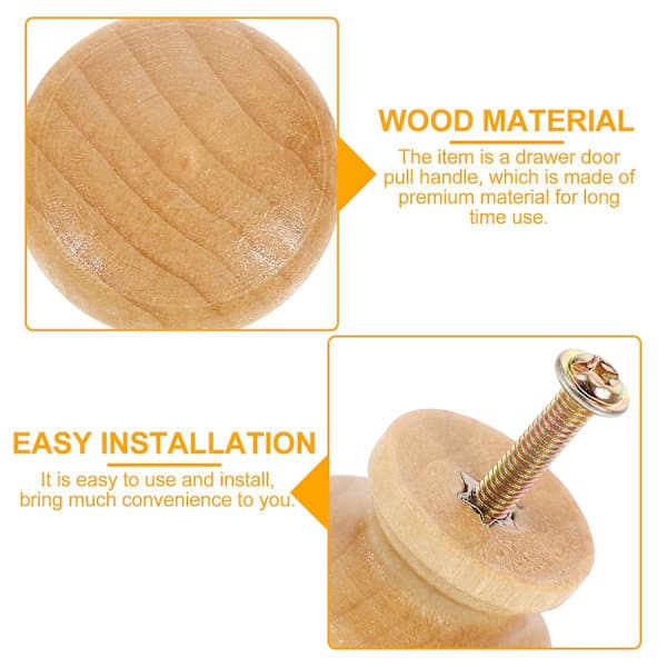 24 Round Buttons Natural Wood Cabinet Knob Door Hardware Pull Handle