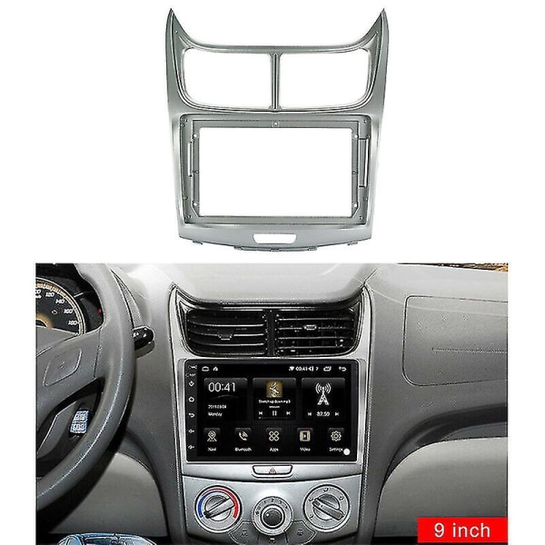 9 tommers bilfascia kompatibel med Chevrolet Sail 2004-2014 Double Din Dvd-panel