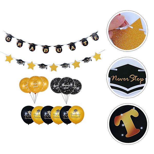 1 Set Examen Tema Ballonger Set Banderoller Set Latex Fest Dekorationer Blandade Färger 12X6CM