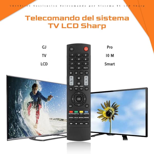 Replacement Remote Control for Sharp LCD TV and Audio GJ220, Easy Setup, Durable ABS, For Home Living Room Use, Black