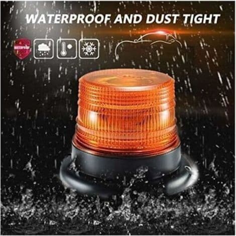 7.5W LED Orange Rotating Warning Light - 360° Magnetic Flashing Warning Light - 12V-80V Cigarette Lighter Plug - Durable Polycarbonate Material