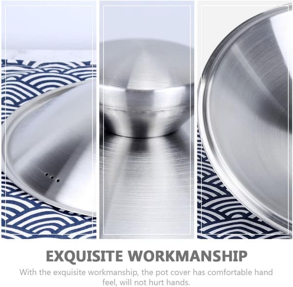 Thickened Stainless Steel Pot Lid with Comfortable Knob Handle, Robust Pan Lid
