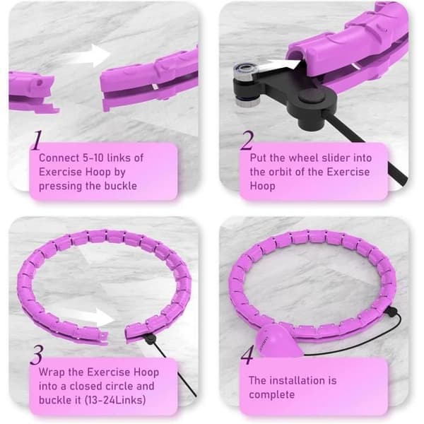 Hula Hoop - Adjustable - Massage Points - 28 Tires - Purple
