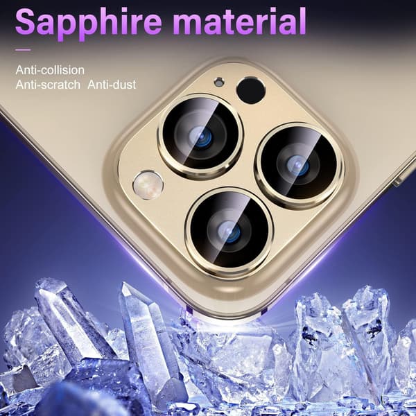 iPhone 14 Pro/iPhone 14 Pro Max Camera Lens Protector, [Drop Protection] 9H Tempered Glass Camera Cover, Metal Ring Protective Case.
