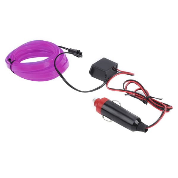 3 meter bilinteriørbelysning Auto LED-stripe sigarettennerkabelrør neonlys lilla